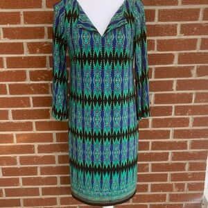 Laundry by Design Green and Blue Long Sleeve Dress